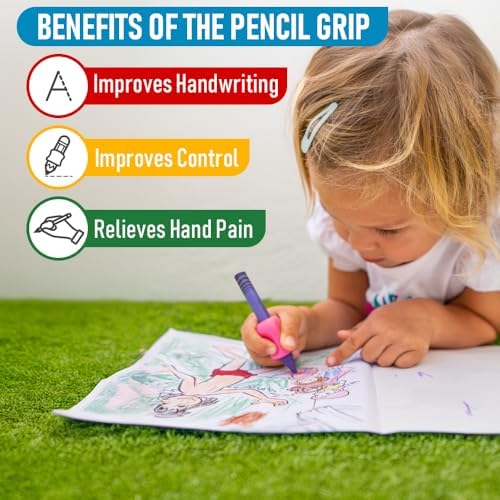 The Pencil Grip Original Pencil Grippers 6 Pcs, Improves Kids Handwriting, Ergonomic Pen Holder for Righties & Lefties, Ideal for Kids, Toddlers, Adults, Writing Tool with Finger Cushion (Pack of 3)
