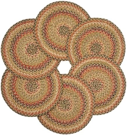 Homespice Kingston Braided Placemats for Country Decor, Round 15" Set of 6