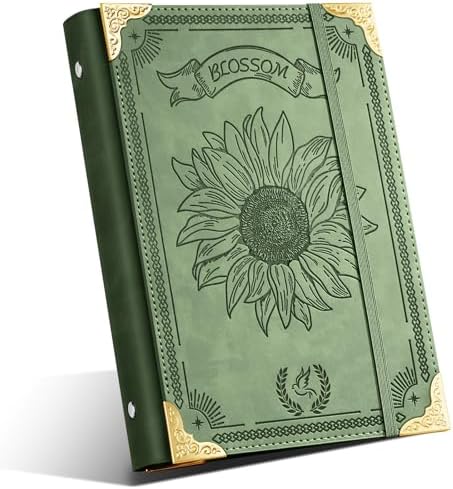 Ovesmusl Sunflower PU Leather A5 Binder 6 Ring Refillable Journal Cover