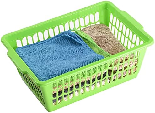 YBM HOME Plastic Perforated Storage Basket Bin Office Drawer, Shelf Desktop Countertop Tray Organizer 32-1188 (3, Green)