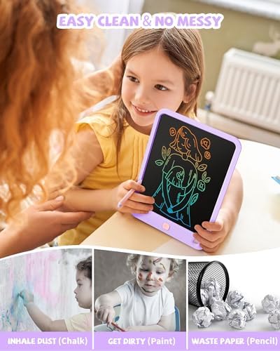 LCD Writing Tablet 10 Inch, Toys for 3 4 5 6 7 8 9 10 Year Old Boys Girls, Colorful Doodle Board Drawing Tablet, Gift for Boys Toddlers Age 3-12 Years, Memo Board, Drawing Pads with Lanyard(Purple)