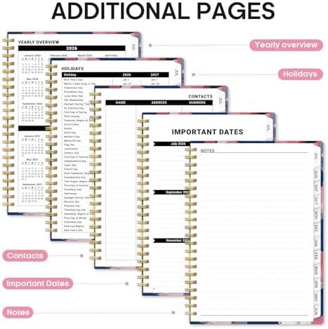 Planner 2026-2027, Monthly & Weekly Jul 2026-Jun 2027 Calendar Book | 6.3" x 8.5", Hardcover Spiral Planner with Tabs, School & Daily Pretty Agenda for Women, Students, Teachers, Floral Canvas