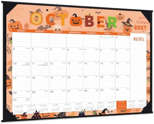 2027 Desk Calendar - Large Desk Calendar 2027, 22" x 17", Jan. 2027 - Dec. 2027, Desk Calendars Large, 12 Months, Corner Protectors, Hanging Holes, Notes - 12 Themes