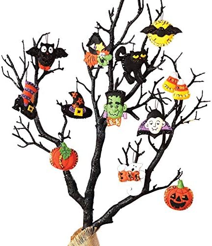 Bucilla 86430 Halloween Felt Applique Ornaments Kit (Size 2" by 2.5-Inch), Set of 12