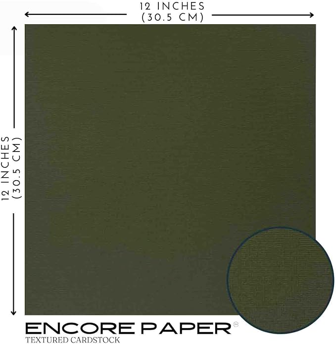 DARK OLIVE—12x12 Textured Cardstock | 80lb Textured Green Scrapbook Paper | Premium Cardstock for Cricut Cutting | 25 Sheets