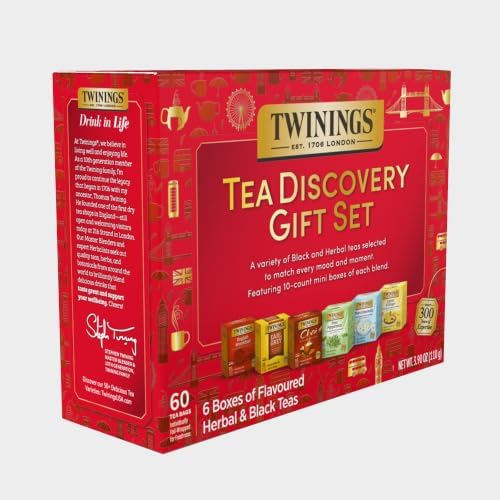 Twinings Tea Discovery Gift Set, Black & Herbal Variety Pack, 6 Mini Boxes