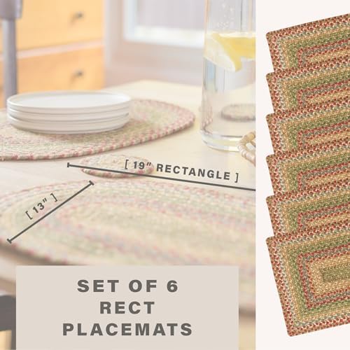 Homespice Azalea Jute Braided Placemats, Rect 13x19 Set of 6