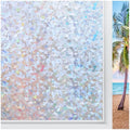 rabbitgoo Rainbow Window Privacy Film Decorative Stained Glass Diamond Pattern Window Sticker with Iridescent Tint Non-Adhesive Static Cling for Home Office Crystal Pattern, 23.6 x 78.7 inch