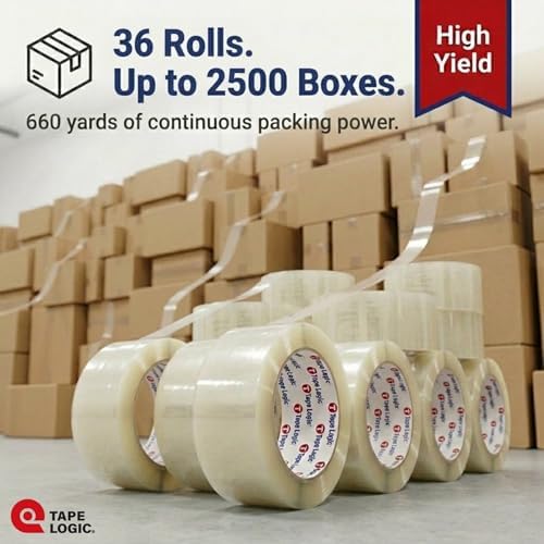 Tape Logic Packing Tape (36-Rolls), 2" x 55 yd - Heavy Duty Packaging Tape Refill for Shipping, Moving, Order Fulfillment, Acrylic 2.6 Mil