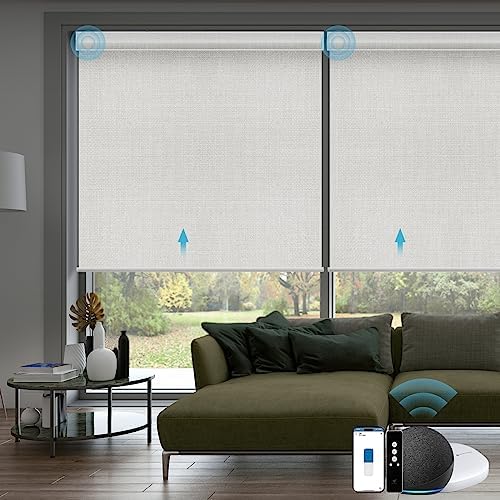 SmartWings Motorized Smart Roller Shades, 100% Blackout Vigor White