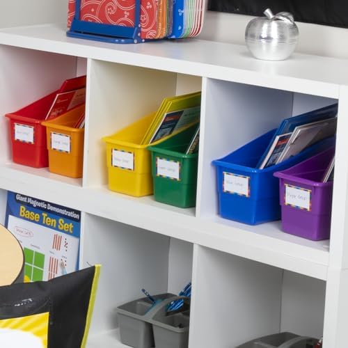 Really Good Stuff Rainbow Organizing Bins, Plastic Book Holders - 12-Pack
