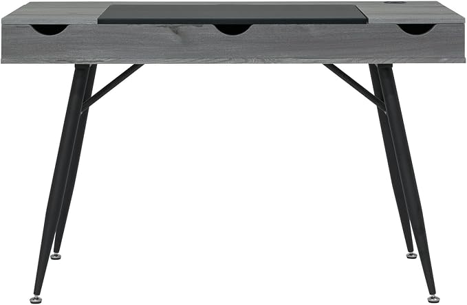 Calico Designs Nook Modern Office Laptop Writing Desk- 47.25″ Wide Home Workstation Space-Saving with Storage Compartments, Greywash