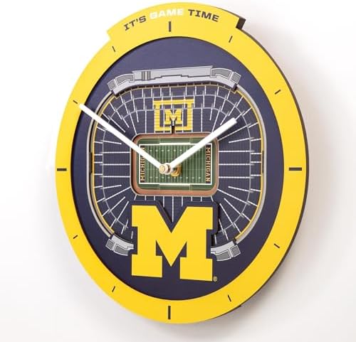 YouTheFan NCAA Michigan Wolverines StadiumView 3D Wall Clock