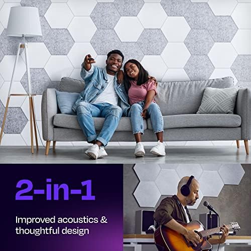 Acoustic Panels 12-Pack Soundproof Wall Panels 14"X12.1"X0.4" Sound Panels High Density Sound Dampening Panels - [White Hexagon]