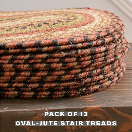 Homespice Gingerbread Jute Braided Stair Treads, Oval 8x28 Set of 13