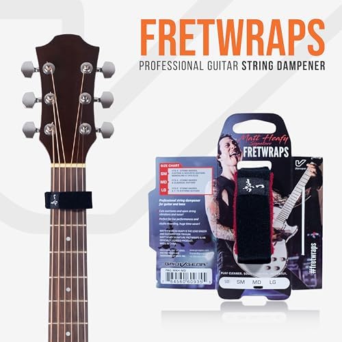 Gruv Gear Fret Wrap & Guitar Mute Matt Heafy Edition, Fretwrap for Acoustic, Electric & Bass | String Dampener Recording, Tapping & Practice Accessory (1 Pack, Large Black and Red, Fits 6 String