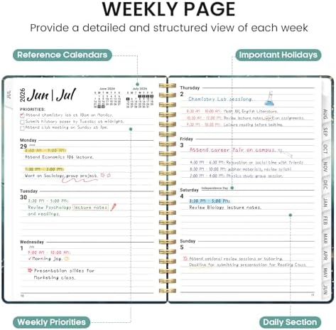 Planner 2026-2027, Jul 2026-Jun 2027 Academic Monthly & Weekly Planner | 8.5" x 11" Hardcover Pretty Calendar Planner for Women, Spiral Organizer for School Office Home Supplies, Whale Dreams