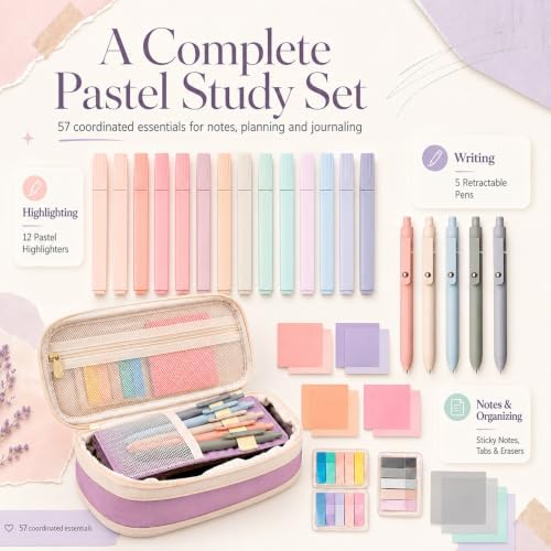 Aesthetic School Supplies Pen Highlighter - Bible Writing Correction Set | 27 Pcs Cute Stationery Set Bible Note Taking Supplies Aesthetic Highlighter Pencil Case Bag Study Supplies for School College