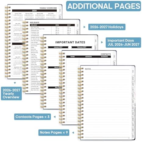 Planner 2026-2027, Weekly & Monthly Academic Calendar, Jul 2026 – Jun 2027