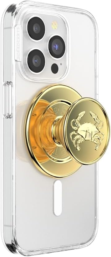 PopSockets Phone Grip for MagSafe, Magnetic Holder- Enamel Dungeness | Removable, For Kindle / Android / iPhone, With Magnet, Gold, Enamel, Designs