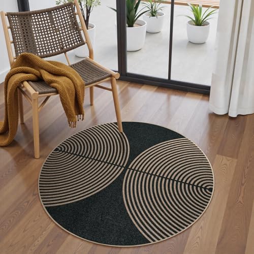 Lahome Rainbow Small Round Rug, 3ft Circular Indoor Outdoor Entryway Rug