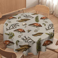 Vintage Woodland Mushroom Tablecloth, Nature Forest Plants Botanical Ferns Print Table Cloth for Farmhouse Kitchen Party Picnic Dinner Decor, 50x50in