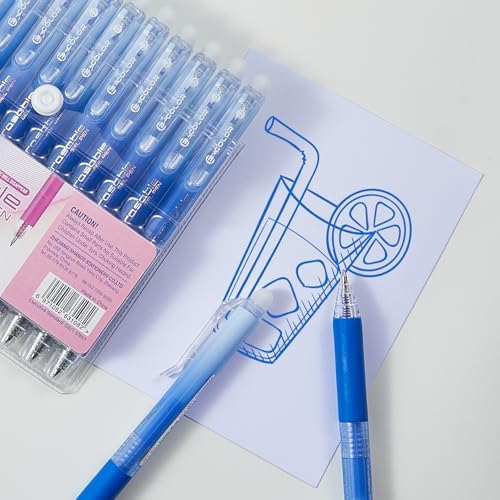 12Pcs Retractable Erasable Gel Pens Clicker,Fine Point 0.7mm Smooth Writing Pens,For Writing Journaling Taking Notes School Office Home. (12Blue)