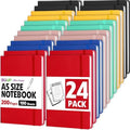 24 Pack Lined Journal Notebook for Work, 200 Pages, Medium 5.5" x 8.3", A5 College Ruled Notebook, 6 Colors, Hardcover Journaling Notebooks for Writing, Note Taking