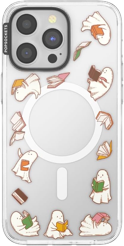 PopSockets iPhone 15 Pro Max Phone Case with MagSafe, Wireless Charging Compatible, Bookish - Spooky Book Club
