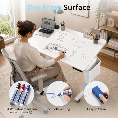 3-in-1 Standing Drafting Desk with 90° Tilt Whiteboard, 35×24"