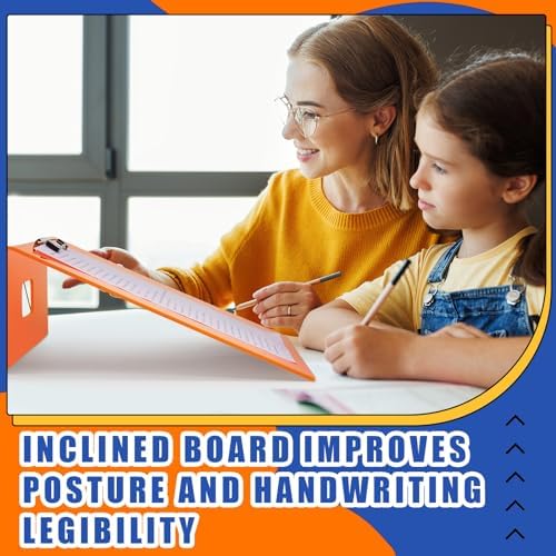 Pasimy 2 Pcs Slant Board Writing 13 x 13 Inch Heavy Duty Slanted Clipboard Sloped Acrylic Large Writing Board to Improve Handwriting Posture Reading Grasp for Back to School Office Supplies(Orange)