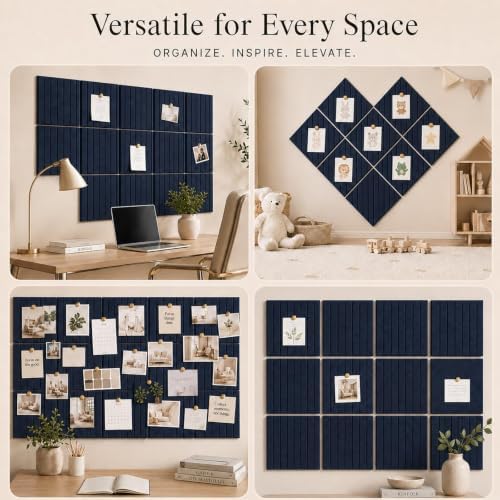 Stripe Felt Bulletin Board Tiles, Cork Board Alternative 48 x 36 in