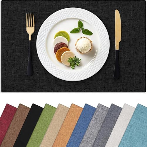 Homaxy Cloths Placemats for Dining Table Set of 6, 13" x 19", Black
