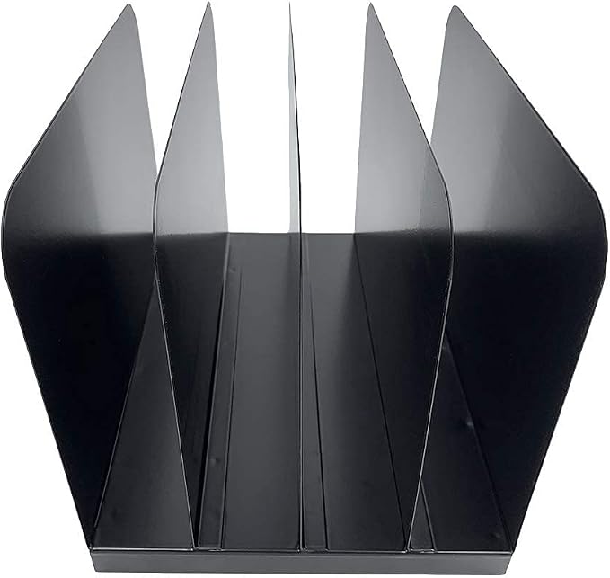 Huron Desktop File Organizer Vertical 4 Slot, Black Commercial Grade Steel