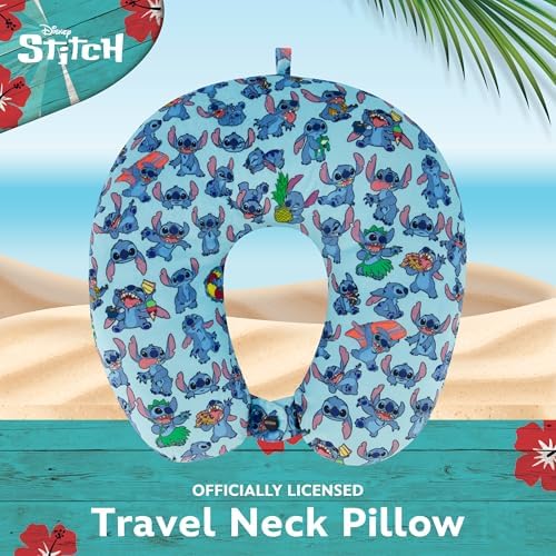 Disney Stitch Kids Travel Neck Pillow for Airplane, Blue