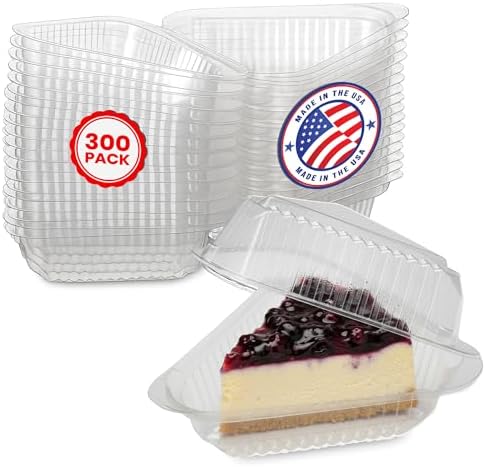 MT Products Plastic Cake Slice Containers – Medium Deep Cheesecake & Pie Slice Food Clear Containers (Pack of 300) – Made in the USA