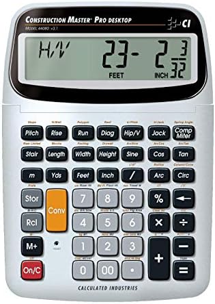 Calculated Industries 44080 Construction Master Pro-Desktop Advanced Construction Math Feet-Inch-Fraction Calculator & 4019 Material Estimator Calculator,Yellow