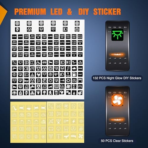 Nilight 8 Gang Rocker Switch Panel w/Orange LED Light 5Pin ON Off Pre-Wired