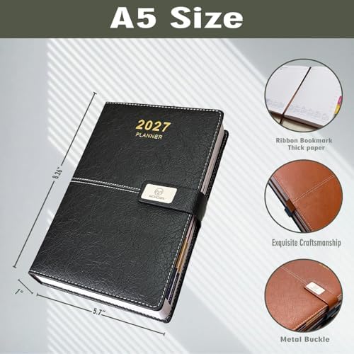 2027 Daily Planner - One Page per Day, 2027 Hourly Daily Calendar Book