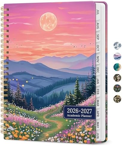 Planner 2026-2027, Jul 2026-Jun 2027 Academic Monthly & Weekly Planner | 6.3" x 8.5" Hardcover Pretty Calendar Planner for Women, Spiral Organizer for School Office Home Supplies, Dreamscape Hills