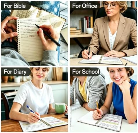 Hardcover Spiral Notebooks, 8.3" x 6.3" Lined Journal Set, 100 GSM Bleed-Resistant Paper, 200 Pages Twin-Wire Bound Notebook with Elastic Band & Category Stickers for Office, School