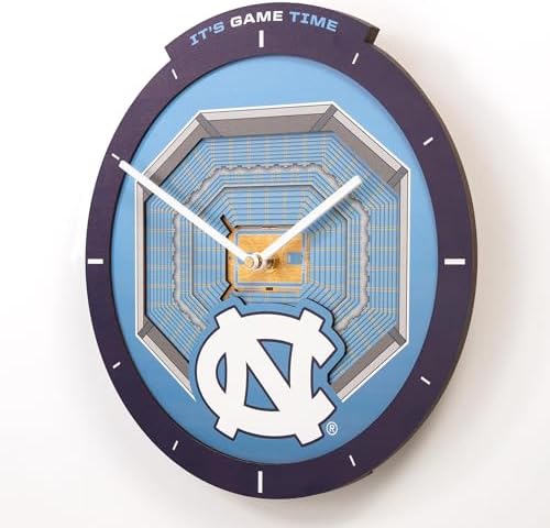 YouTheFan NCAA North Carolina Tar Heels StadiumView 3D Wall Clock