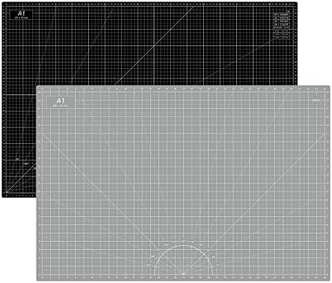 Headley Tools Thickened 24 x 36 Inch Self Healing Sewing Cutting Mat, A1 Rotary Cutting Sewing Mat for Crafts, Double Sided 5-Ply Table Cutting Board for Fabric Quilting Leather Hobby, Grey/Black