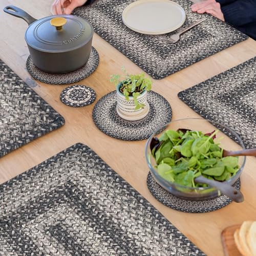 Homespice Flint Hill Braided Trivets for Primitive Decor, Round 8" Set of 6