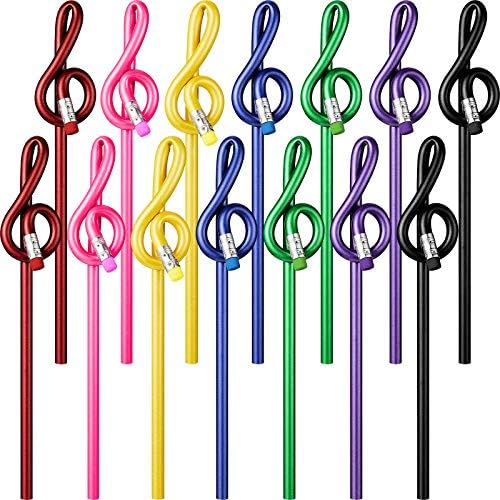 Zonon 14 Pack Treble Clef Pencils, Colorful Plastic Music Note Pencils