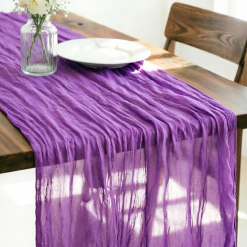 Purple Cheesecloth Table Runner Fall Boho Wedding Birthday Home Decor