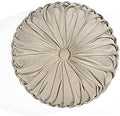 Lush Decor Round Pleated Soft Velvet Decorative Throw Pillow, 1 Count, 15" Diameter, Taupe - Neutral Plush Round Pillow, Seat Cushion, Decorative Pillows For Bed, Couch, Or Chair