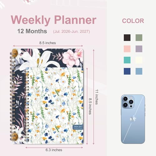 Planner 2026-2027, Weekly and Monthly Academic Planner, July 2026 - June 2027, Hardcover Calendar Agenda Book for School Year Planning, School Supplies for Teacher and Student, A5(6.3'' x 8.5'')