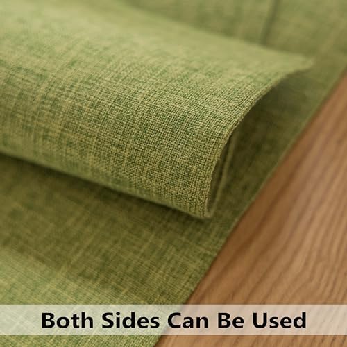 Demetex Table Placemats Set of 8 Olive Green Linen Place Mats Washable Fabric Plate Mats for Picnic Camping Barbecue, 13x19 inch, Lime Green
