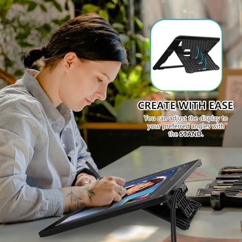 VEIKK Studio 16 Drawing Tablet with Screen 15.6" Digital Drawing Pad Full-Laminated Screen with 16384 Levels Battery Free Pen and Adjustable Stand (125% sRGB)